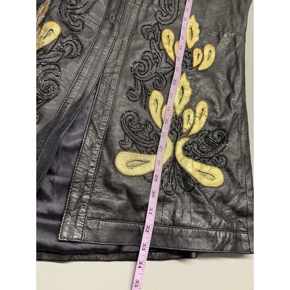 Vintage Raw Basix Leather Jacket. Black. Womens. Embellishments. Sz L - Picture 6 of 10